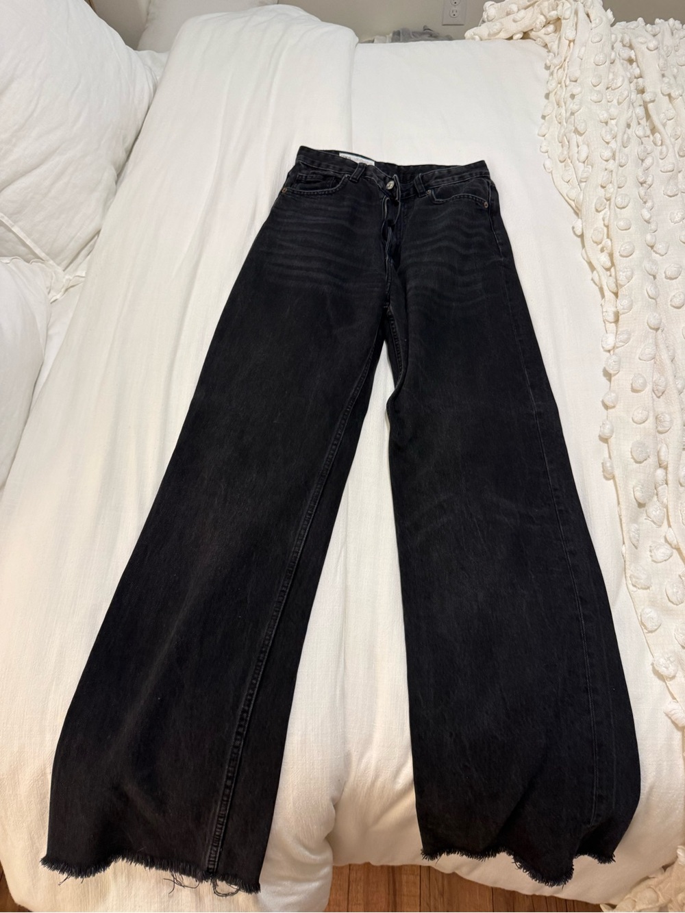 Zara Black Wide-Leg High-Rise Jeans